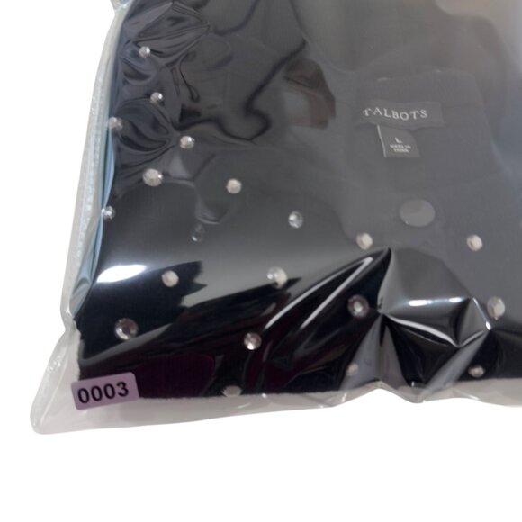 Talbots Women SZ Large Classic Button Up Black Cardigan Rhinestone Embellishment - Picture 13 of 13